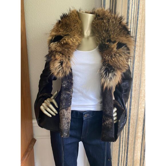 EUC Roberto Cavalli Reversible Fur Leather Jacket Coat M - Picture 4 of 14